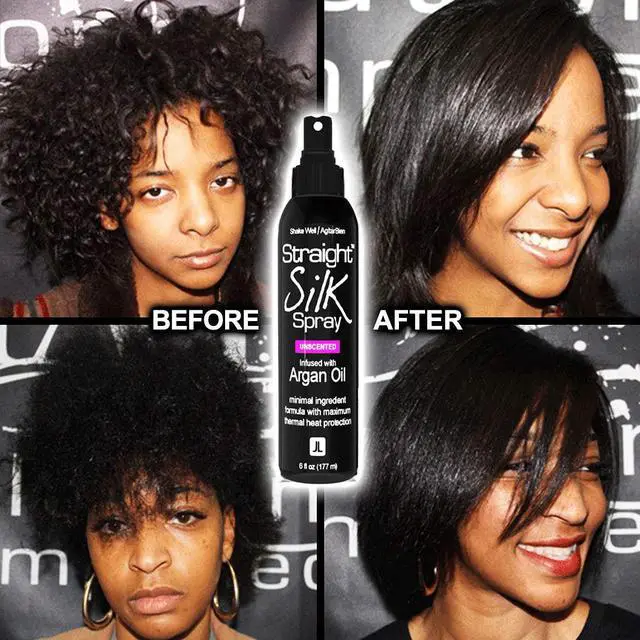 Alt view image 6 of 7 - Straight Silk Spray with Moroccan Argan Oil Thermal Protector Spray | Hair Straightening & Detangler | Alcohol-Free | Heat Protectant up to 450°F | Flat-Iron | Blow-Dry | Unscented | MADE IN USA (6oz)