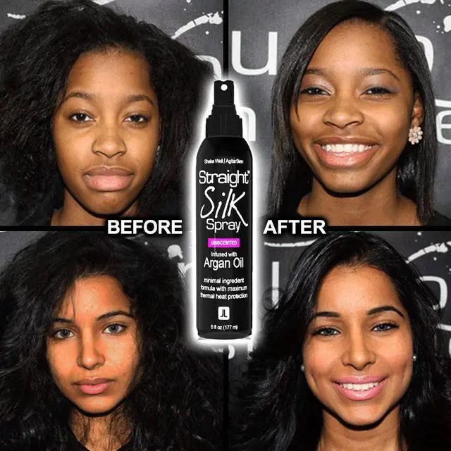 Alt view image 7 of 7 - Straight Silk Spray with Moroccan Argan Oil Thermal Protector Spray | Hair Straightening & Detangler | Alcohol-Free | Heat Protectant up to 450°F | Flat-Iron | Blow-Dry | Unscented | MADE IN USA (6oz)