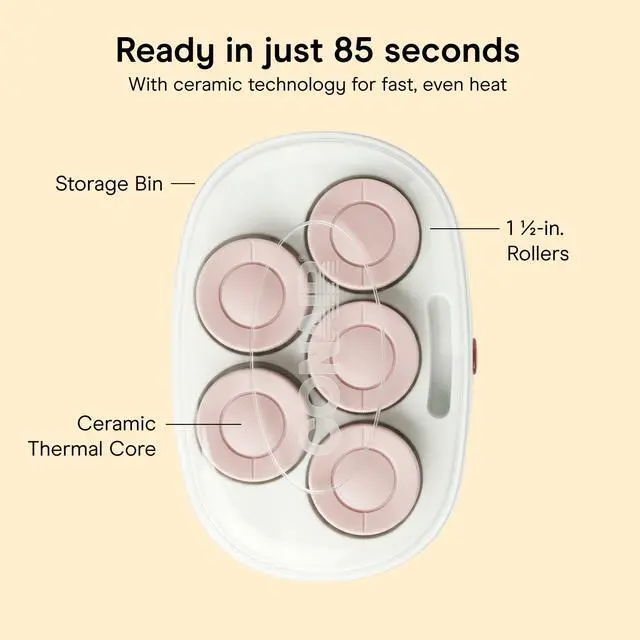 Alt view image 4 of 7 - Jumbo Hot Rollers, Medium to Long Hair, 5-Piece, White
