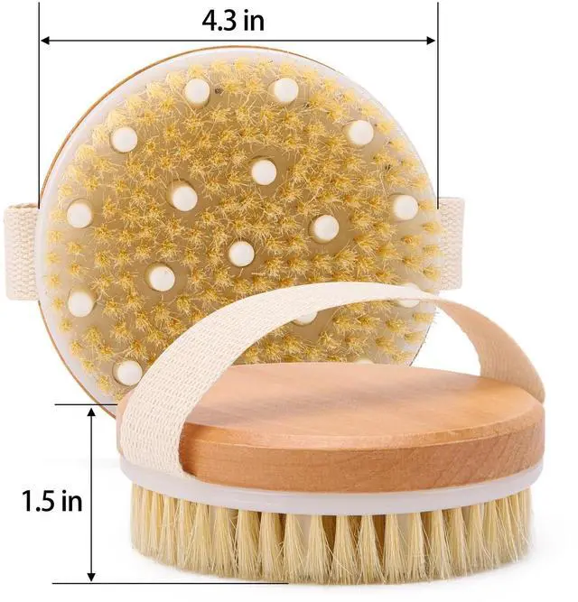 Alt view image 2 of 6 - 2-Pack Dry Brushing Body Brush for Lymphatic Drainage, Round Dry Exfoliating Brush with Massage Nodes for Cellulite, Dry Skin, Circulation Boost