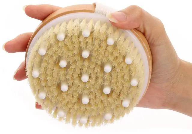 Alt view image 4 of 6 - 2-Pack Dry Brushing Body Brush for Lymphatic Drainage, Round Dry Exfoliating Brush with Massage Nodes for Cellulite, Dry Skin, Circulation Boost