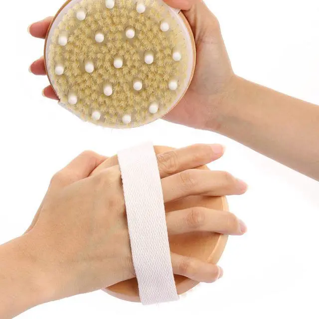 Alt view image 6 of 6 - 2-Pack Dry Brushing Body Brush for Lymphatic Drainage, Round Dry Exfoliating Brush with Massage Nodes for Cellulite, Dry Skin, Circulation Boost