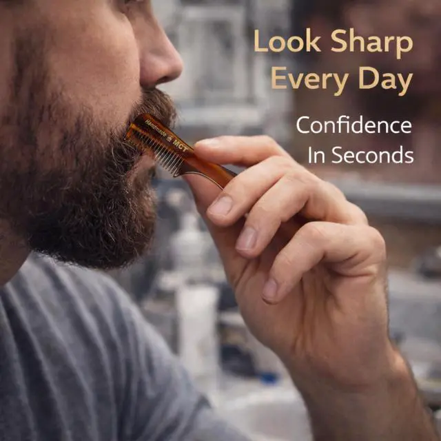 Alt view image 4 of 7 - Mustache and Beard Styling Comb, pocket sized (Tortoise Shell, 3 Pack)