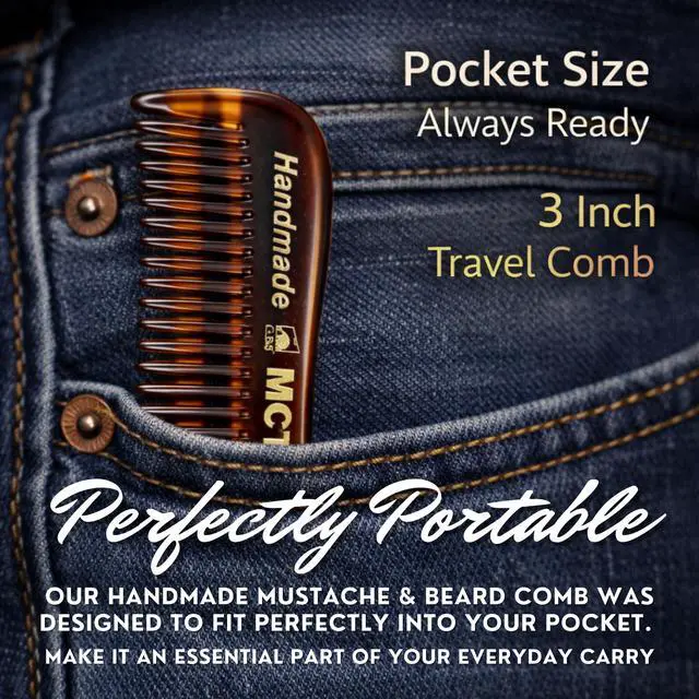 Alt view image 5 of 7 - Mustache and Beard Styling Comb, pocket sized (Tortoise Shell, 3 Pack)