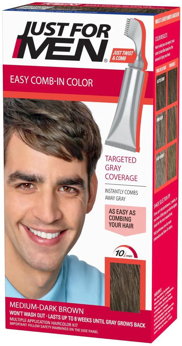Main image of Easy Comb-In Color Mens Hair Dye, Easy No Mix Application with Comb Applicator - Medium-Dark Brown, A-40, Pack of 1