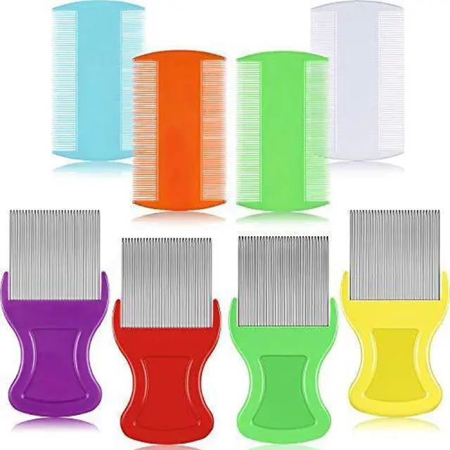Main image of 8 Pieces Flea Lice Combs Double Sided for Lice, Nit and Removal Dandruff, Plastic and Metal Head Hair Comb, Peine Para Piojos for Kids and Pets(3.5 x 2 Inches, 3.54 x 1.57 Inches,Classic)