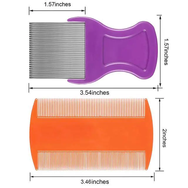 Alt view image 2 of 7 - 8 Pieces Flea Lice Combs Double Sided for Lice, Nit and Removal Dandruff, Plastic and Metal Head Hair Comb, Peine Para Piojos for Kids and Pets(3.5 x 2 Inches, 3.54 x 1.57 Inches,Classic)