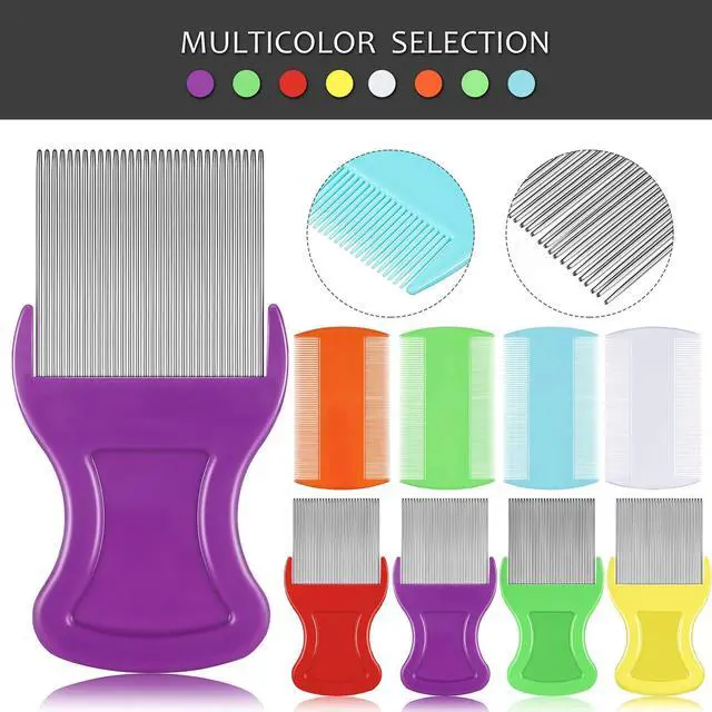 Alt view image 3 of 7 - 8 Pieces Flea Lice Combs Double Sided for Lice, Nit and Removal Dandruff, Plastic and Metal Head Hair Comb, Peine Para Piojos for Kids and Pets(3.5 x 2 Inches, 3.54 x 1.57 Inches,Classic)