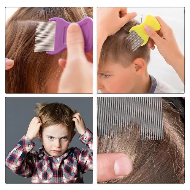 Alt view image 5 of 7 - 8 Pieces Flea Lice Combs Double Sided for Lice, Nit and Removal Dandruff, Plastic and Metal Head Hair Comb, Peine Para Piojos for Kids and Pets(3.5 x 2 Inches, 3.54 x 1.57 Inches,Classic)