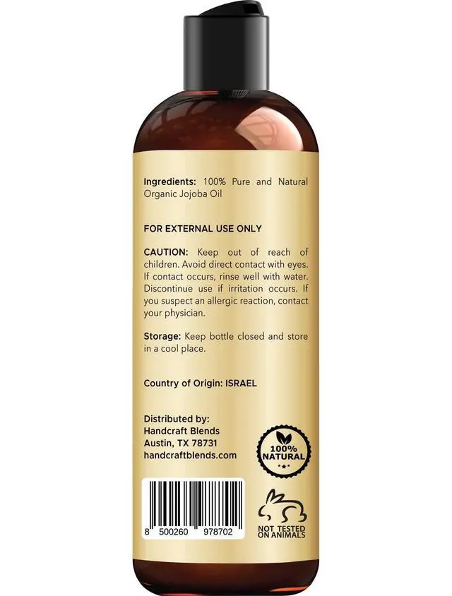 Alt view image 3 of 6 - USDA Organic Jojoba Oil | Cold-Pressed | 8 Fl Oz | 100% Pure & Natural | for Hair, Skin & Face | Premium Grade Carrier Oil | for Massage & Aromatherapy | Hexane-Free