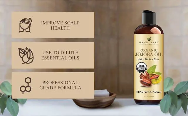 Alt view image 4 of 6 - USDA Organic Jojoba Oil | Cold-Pressed | 8 Fl Oz | 100% Pure & Natural | for Hair, Skin & Face | Premium Grade Carrier Oil | for Massage & Aromatherapy | Hexane-Free