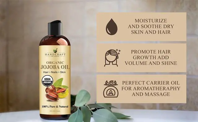 Alt view image 5 of 6 - USDA Organic Jojoba Oil | Cold-Pressed | 8 Fl Oz | 100% Pure & Natural | for Hair, Skin & Face | Premium Grade Carrier Oil | for Massage & Aromatherapy | Hexane-Free