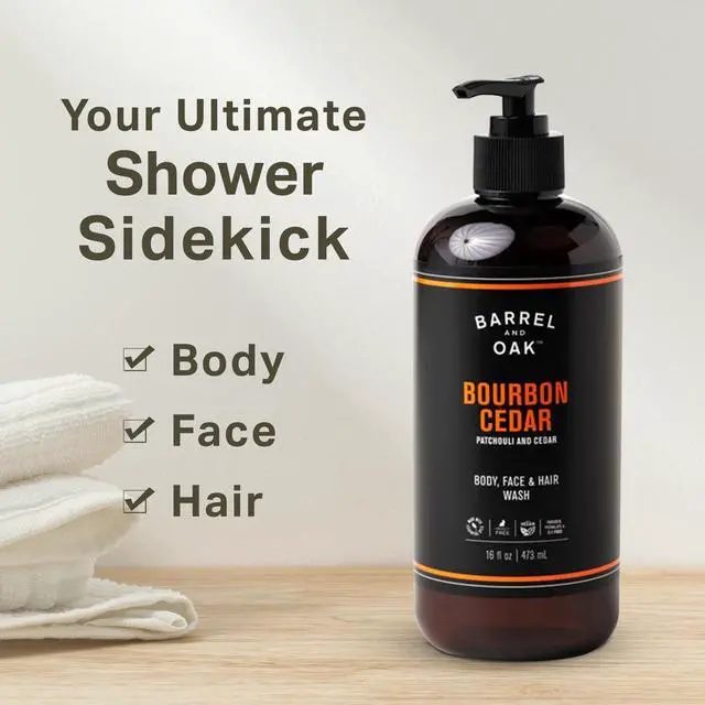 Alt view image 2 of 6 - All-in-One Wash for Face, Hair, & Body, Vegan & Hydrating Face, Shampoo and Body Wash for Men, Grooming Kit Gifts for Men, Bourbon Cedar, 16 oz
