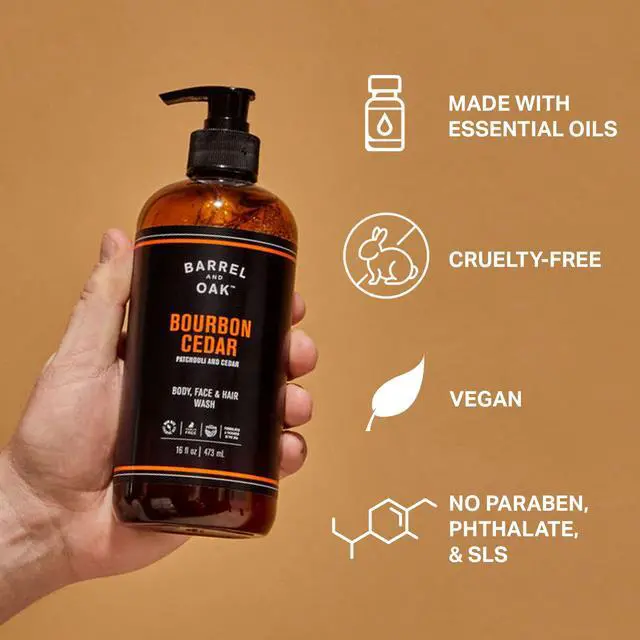 Alt view image 4 of 6 - All-in-One Wash for Face, Hair, & Body, Vegan & Hydrating Face, Shampoo and Body Wash for Men, Grooming Kit Gifts for Men, Bourbon Cedar, 16 oz