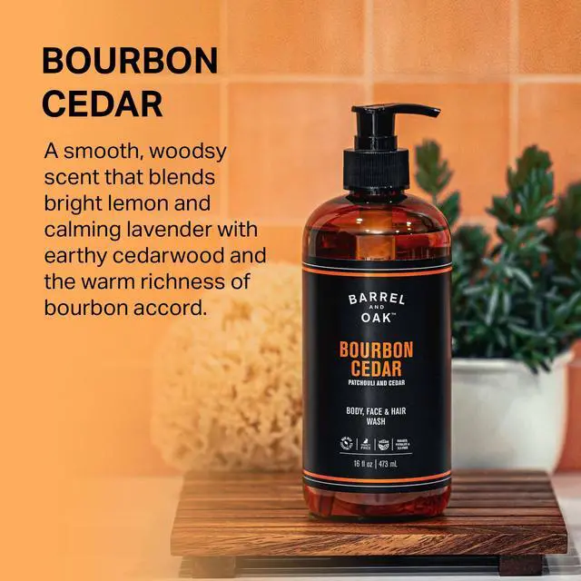 Alt view image 5 of 6 - All-in-One Wash for Face, Hair, & Body, Vegan & Hydrating Face, Shampoo and Body Wash for Men, Grooming Kit Gifts for Men, Bourbon Cedar, 16 oz