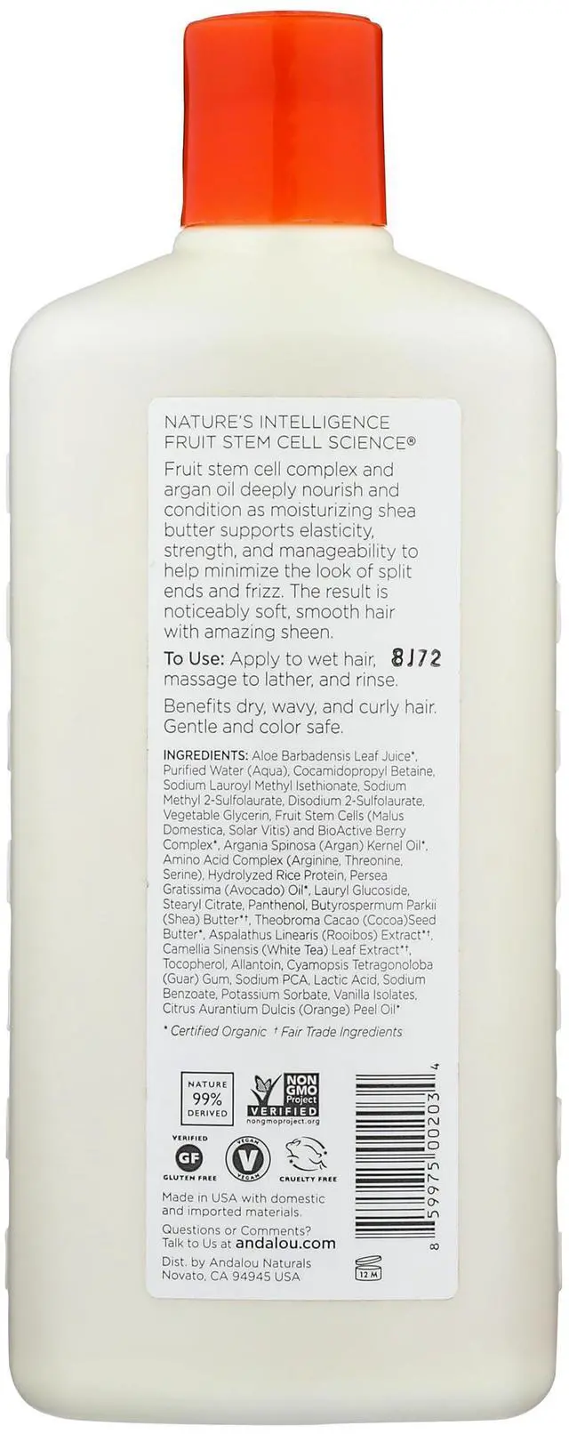 Alt view image 2 of 7 - Argan Oil & Shea Moisture Rich Shampoo, Orange, 11.5 Ounce