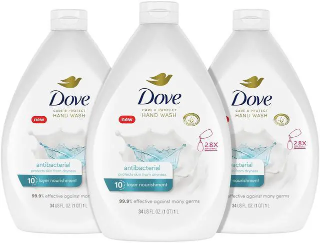 Main image of Antibacterial Hand Wash Care & Protect Pack of 3 Protects Skin from Dryness, Moisturizers More Than The Leading Ordinary Hand Soap, 34 oz