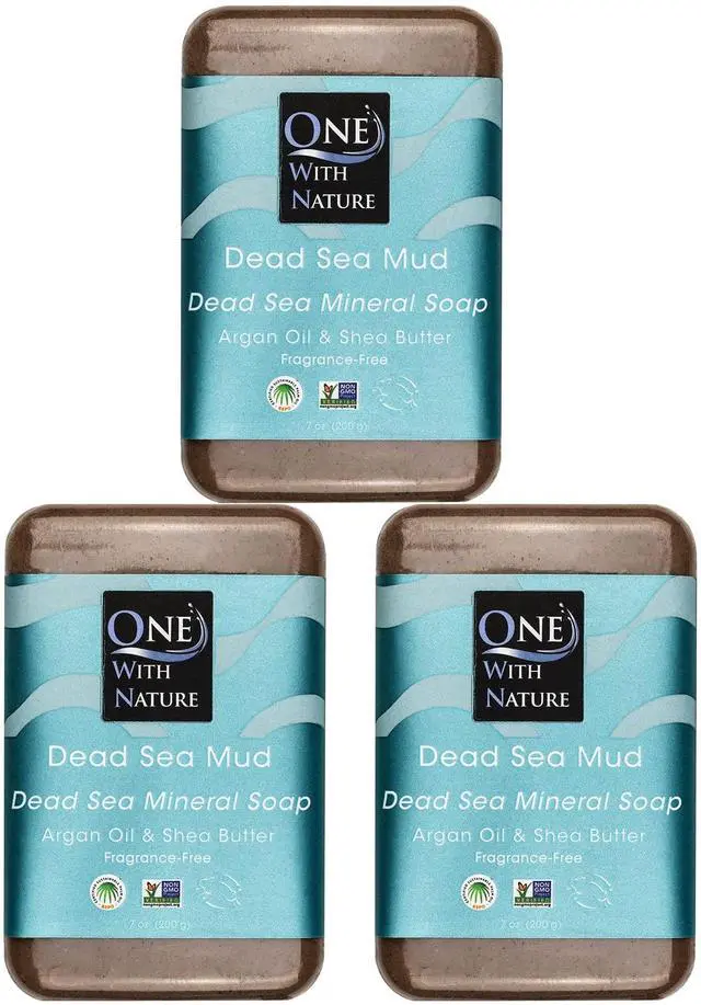 Main image of Dead Sea Mineral Mud Soap Bar, 7 oz, Fragrance Free, Shea Butter, Argan Oil, Magnesium, Sulfur, 21 Minerals, Soothes Skin, Exfoliates