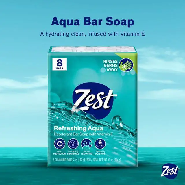 Alt view image 2 of 5 - 8-Bar Bath Size Soap, Aqua, 4 Ounce per bar, 8 bars, 32 Ounce