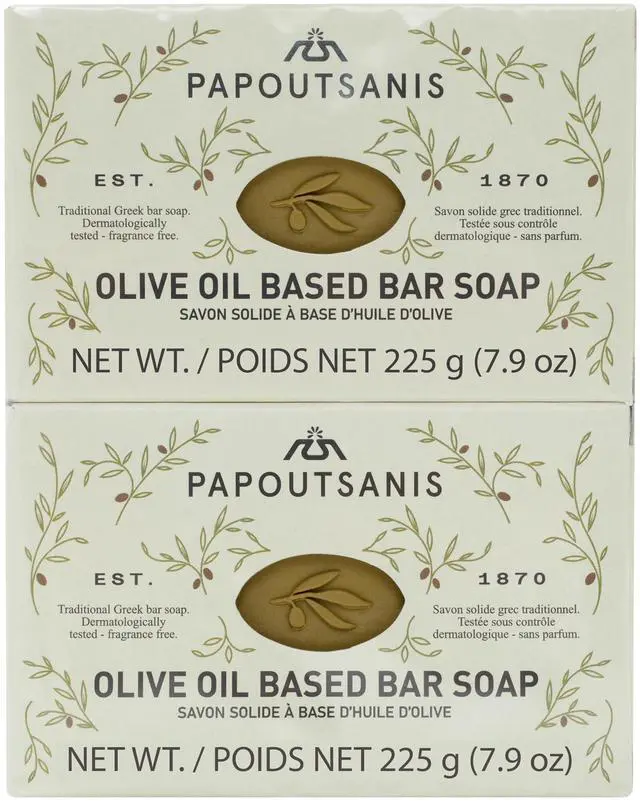 Main image of Greek Olive Oil Based Soap Bar - Natural and Pure Plant-Based Castile Bar Soap - Unscented - Hypoallergenic - (New & Improved Formula infused with Coconut Oil) - 7.9oz Bars, Pack of 4