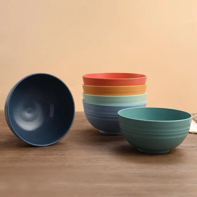 Alt view image 7 of 7 - 12 Pcs Unbreakable Cereal Bowls Set, 26 Oz Wheat Straw Bowls Set, Microwave & Dishwasher Safe Rice Bowls for Kitchen, Reusable Plastic Bowls for Soup, Salad and Snack, BPA Free, Multicolor