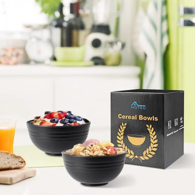 Alt view image 6 of 7 - BPA Free Unbreakable Wheat Straw Cereal Bowls - Microwave & Dishwasher Safe Soup and Salad Bowls, Set of 8, 26oz, Black