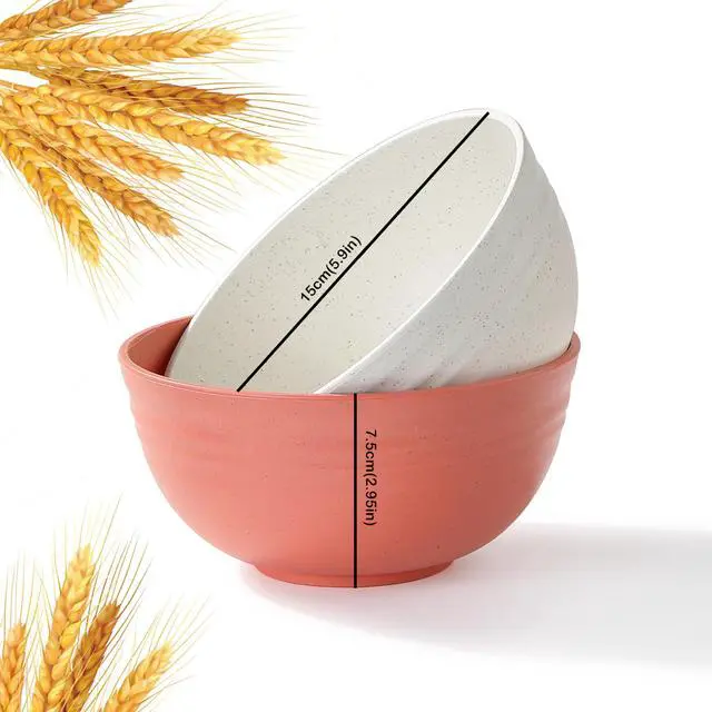 Alt view image 2 of 7 - 8PCS Cereal Bowl, Unbreakable Wheat Straw Cereal Bowls, Microwave & Dishwasher Safe Kitchen Bowls for Cereal, Snack, Soup, Salad and Rice, MultiColors, BPA Free, 26oz (Ser of 8)