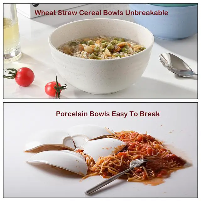 Alt view image 3 of 7 - 8PCS Cereal Bowl, Unbreakable Wheat Straw Cereal Bowls, Microwave & Dishwasher Safe Kitchen Bowls for Cereal, Snack, Soup, Salad and Rice, MultiColors, BPA Free, 26oz (Ser of 8)