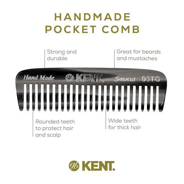 Alt view image 4 of 7 - 93T Black Graphite Beard Comb for Men - Wide Tooth Men's Comb, Ideal For Mustaches and Beards and Facial Hair, Small Pocket Sized Travel Detangler Combs, Saw-Cut, Hand Polished, Made in England