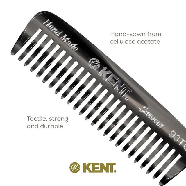Alt view image 3 of 7 - 93T Black Graphite Beard Comb for Men - Wide Tooth Men's Comb, Ideal For Mustaches and Beards and Facial Hair, Small Pocket Sized Travel Detangler Combs, Saw-Cut, Hand Polished, Made in England