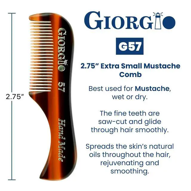 Alt view image 2 of 7 - G57 Extra Small Men's Fine Tooth Beard and Mustache Comb for Facial Hair Grooming and Styling. Wallet Pocket Comb Beard Comb for Men, Handmade, Saw-Cut and Hand Polished