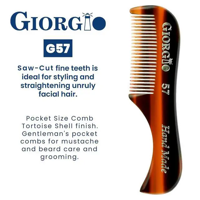 Alt view image 4 of 7 - G57 Extra Small Men's Fine Tooth Beard and Mustache Comb for Facial Hair Grooming and Styling. Wallet Pocket Comb Beard Comb for Men, Handmade, Saw-Cut and Hand Polished
