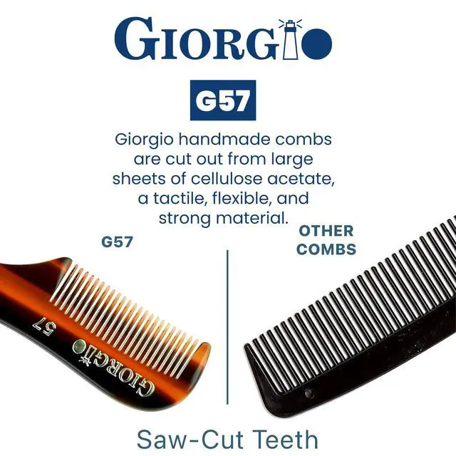 Alt view image 5 of 7 - G57 Extra Small Men's Fine Tooth Beard and Mustache Comb for Facial Hair Grooming and Styling. Wallet Pocket Comb Beard Comb for Men, Handmade, Saw-Cut and Hand Polished