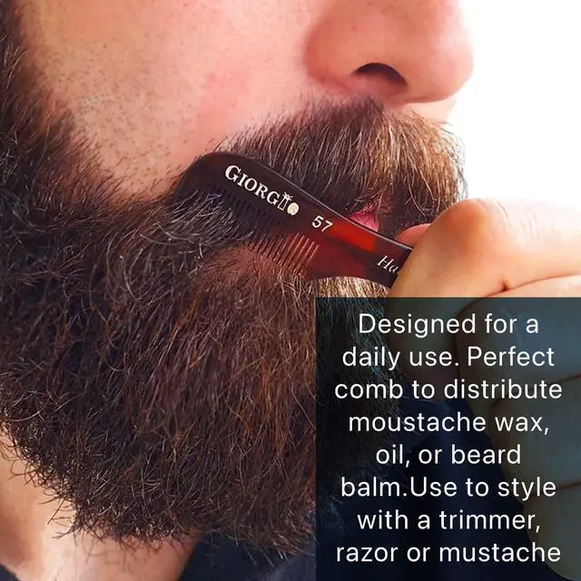 Alt view image 6 of 7 - G57 Extra Small Men's Fine Tooth Beard and Mustache Comb for Facial Hair Grooming and Styling. Wallet Pocket Comb Beard Comb for Men, Handmade, Saw-Cut and Hand Polished