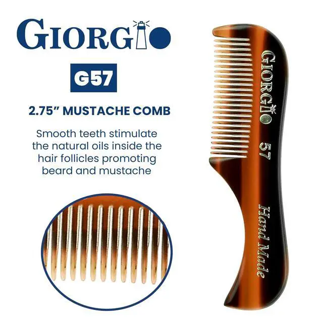 Alt view image 3 of 7 - G57 Extra Small Men's Fine Tooth Beard and Mustache Comb for Facial Hair Grooming and Styling. Wallet Pocket Comb Beard Comb for Men, Handmade, Saw-Cut and Hand Polished