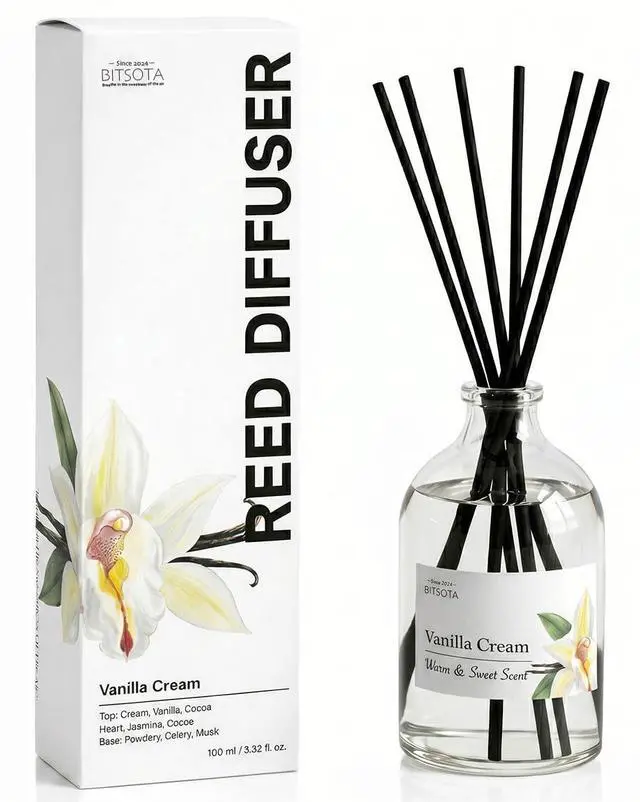 Main image of Reed Diffuser Set for Bathroom & Home, Long Lasting Essential Oil Aroma, Glass Bottle Home Fragrance with Sticks, Ideal Gift for Woman