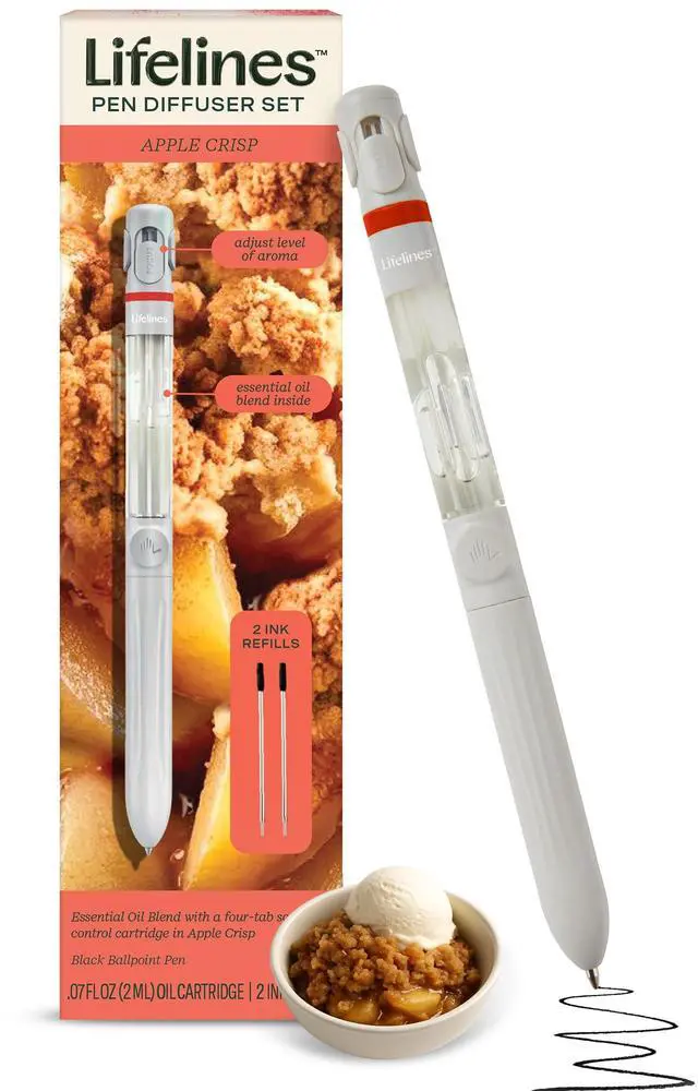 Main image of Pen Diffuser Set, Apple Crisp - 1mm Black Ballpoint Pen with Scented Essential Oil Blend & 2 Ink Refills Aromatherapy Diffuser & Sensory Immersion Diffuse Aroma As You Write