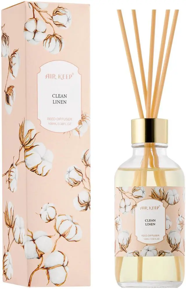 Main image of Reed Diffuser Oil Set with Reed Sticks, Clean Linen Aromatherapy Oil Scent Diffuser for Home Office Bathroom Decoration Perfume and Gifts 3.38 oz/100ml
