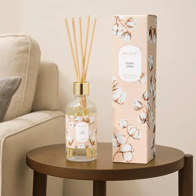 Alt view image 7 of 7 - Reed Diffuser Oil Set with Reed Sticks, Clean Linen Aromatherapy Oil Scent Diffuser for Home Office Bathroom Decoration Perfume and Gifts 3.38 oz/100ml