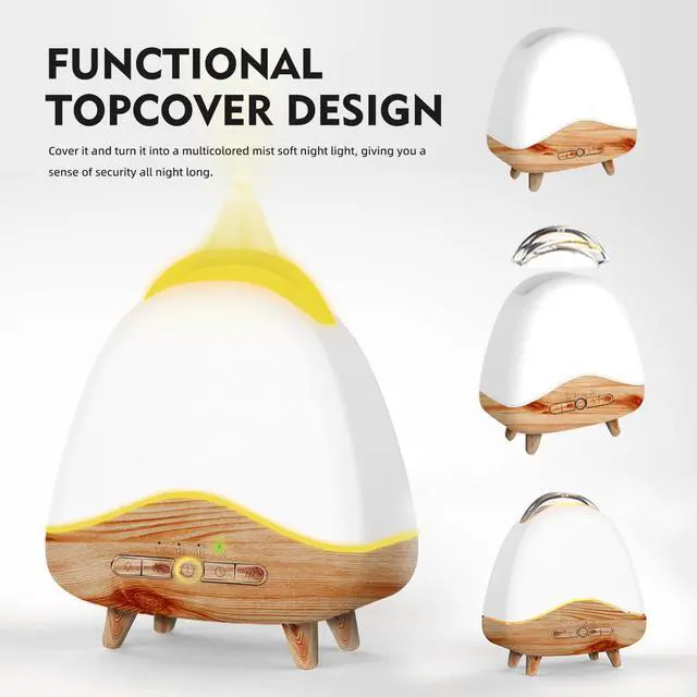 Alt view image 6 of 7 - Night Light Essential Oil Diffuser with Flame, 300ML Ultrasonic Aroma Diffuser, 7 Color Lights with Remote Control, Cool Mist, Timed Mist, Auto Shut-Off for Home, Bedroom, Hotel, Office, Yoga (White)
