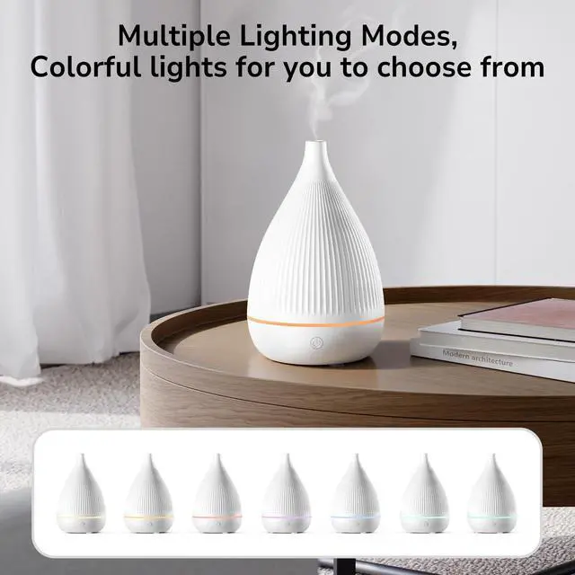 Alt view image 2 of 7 - Ultrasonic Essential Oil Diffuser, Home Fragrance Aroma Diffuser with Auto Shut-Off, Color Change Night Light & Ultra-Quiet Operation, BPA-Free Portable Aromatherapy Humidifier for Home (White)