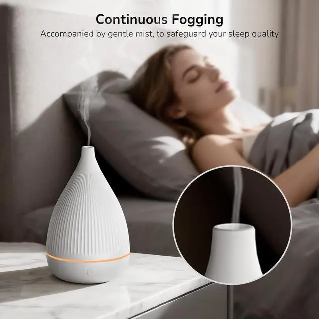 Alt view image 4 of 7 - Ultrasonic Essential Oil Diffuser, Home Fragrance Aroma Diffuser with Auto Shut-Off, Color Change Night Light & Ultra-Quiet Operation, BPA-Free Portable Aromatherapy Humidifier for Home (White)