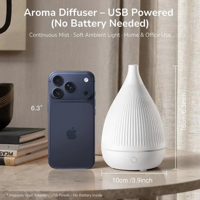 Alt view image 6 of 7 - Ultrasonic Essential Oil Diffuser, Home Fragrance Aroma Diffuser with Auto Shut-Off, Color Change Night Light & Ultra-Quiet Operation, BPA-Free Portable Aromatherapy Humidifier for Home (White)