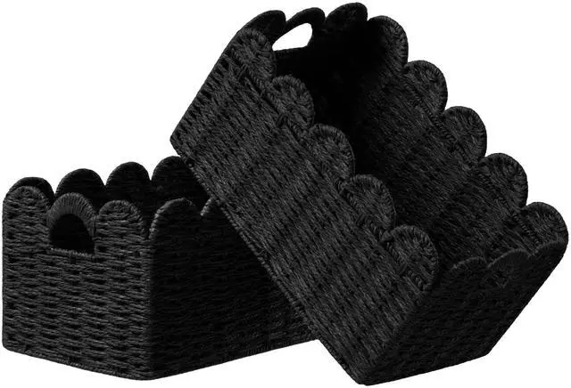 Main image of 2 Pack Scalloped Edge Basket, Wicker Storage Baskets for Shelves