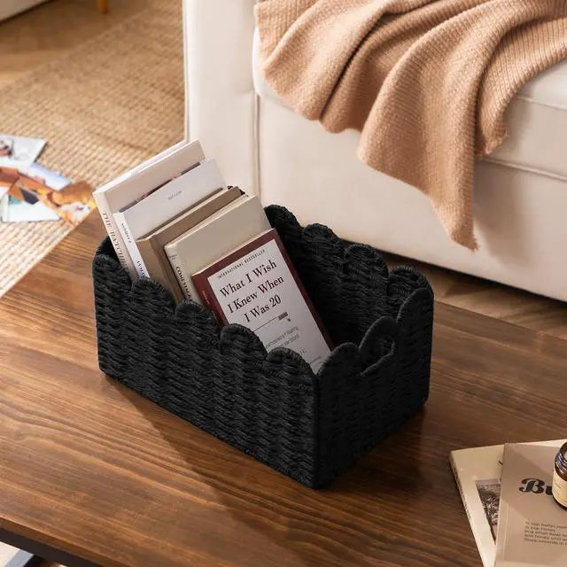 Alt view image 4 of 7 - 2 Pack Scalloped Edge Basket, Wicker Storage Baskets for Shelves