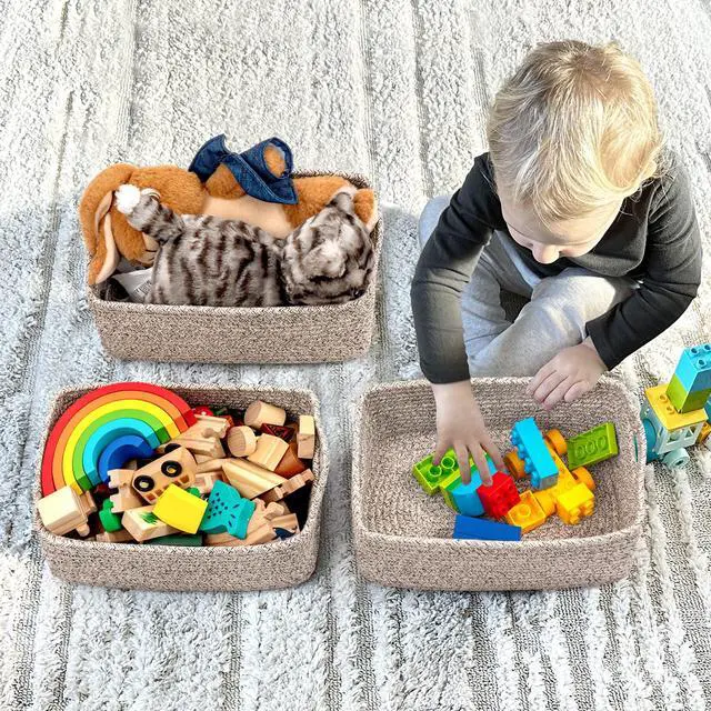 Alt view image 4 of 7 - 3Pack Rope Storage Baskets for Shelves Organizing, 11 x 7 x 4.5 in