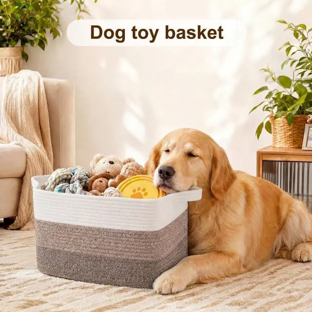 Alt view image 5 of 7 - Storage Basket, Woven Baskets for Storage, Cotton Rope Basket for toys,Towel Baskets for Bathroom - Pack of 3, Gradient Yellow