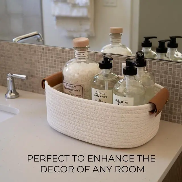 Alt view image 2 of 7 - Beautiful Storage Basket Set of 5 - Sturdy Cotton Rope Baskets for Shelves Are Perfect for Organizing Your Home - Quality Storage Bins Easily Fit With Any Nursery or Bedroom Decor