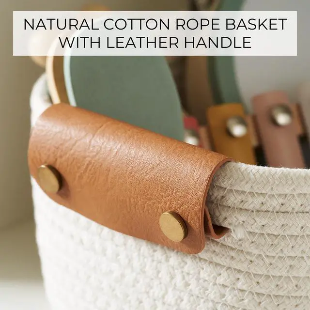 Alt view image 7 of 7 - Beautiful Storage Basket Set of 5 - Sturdy Cotton Rope Baskets for Shelves Are Perfect for Organizing Your Home - Quality Storage Bins Easily Fit With Any Nursery or Bedroom Decor
