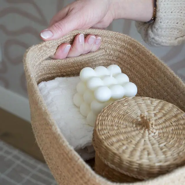 Alt view image 5 of 7 - Beautiful Storage Basket Set of 3 - Sturdy Jute Rope Baskets for Shelves Are Perfect for Organizing Your Home - Quality Storage Bins Easily Fit With Any Nursery or Bedroom Decor